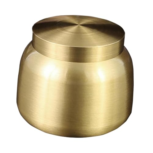 2セット銅製ティーキャニスター(小型)密閉蓋付きコーヒー豆容器(密封瓶)4.4cmx3.8cm, 金, 4.4x3.8cm