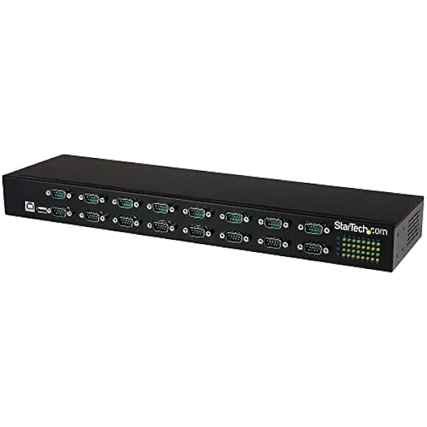 StarTech.com 16-portowy adapter USB na szeregowy adpater adapter USB do portu RS232 z przełącznikiem szeregowym montaż w szafie
