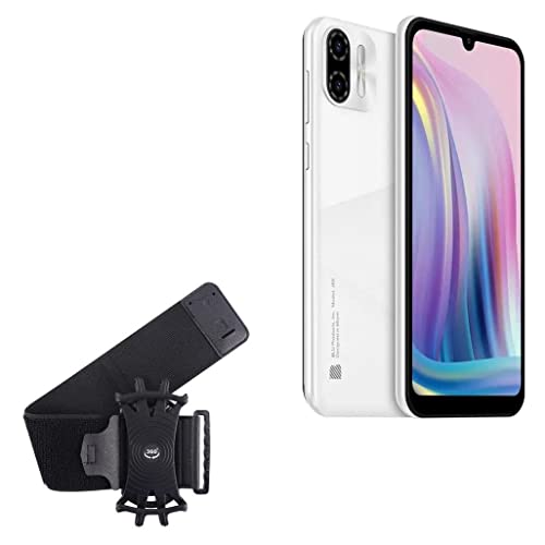 BoxWave Holster Compatible with BLU J6S - ActiveStretch Sport Armband, Adjustable Armband for Workout and Running - Jet Black