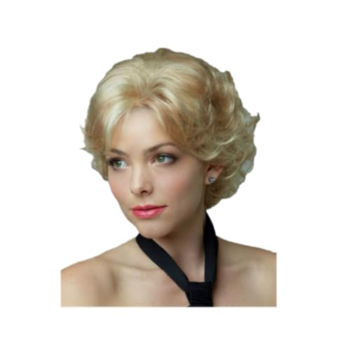 OYSRONG Short Curly Blonde Wig, Wavy Synthetic Hair Wig for Women