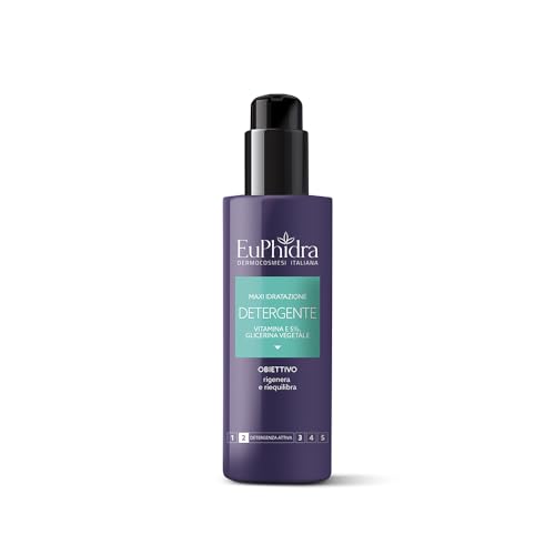 EUPHIDRA Hidratación Maxi para vitamina facial y 5% de glicerina vegetal, ideal para una limpieza profunda que no es demasiado dañina. También apto para pieles secas.