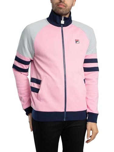 FILA Men's Tracksuit Jacket Founder 2 Cut & Sew, Prism Pink/Navy/High Rise
