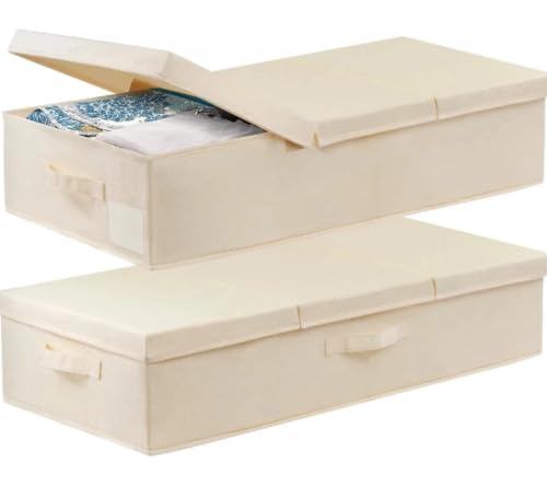 Image of Large Wedding Dress Preservation Box ,2 Pack Underbed Storage Containers with Lids and Handles, Fits Wedding Gowns, Blankets, Comforters, Quilts & Bedding