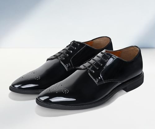 Image of LOUIS STITCH Men's Formal Shoe | Derby Shoes, Lace-Up Style, Shiny Finish | Solid Design | Perfect for Formal, Business Casual, and Parties (LSRGCT)