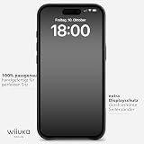 WIIUKA Etui do iPhone 15 Pro, skórzane etui z Niemiec, bardzo cienkie, etui premium na telefon komórkowy, Case, Qi, vintage czarne, SKMO1-IP15P-SC5