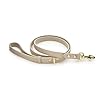 Leather Dog Leash Cupertino Beige Slim Leash with Reinforced Hardware European Design Soft Dog Collars Harnesses Leashes 4ft