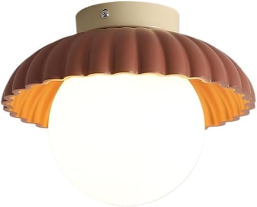 LKJOZCR 1-Light Ceiling Lamp, G9 Single Head Interior Decoration Flush Mount Ceiling Light Fixture, Round Glass Lampshade Close to Ceiling Lamps, Corridor Corridor Balcony Lighting(Red)