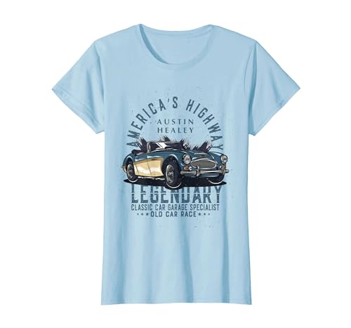 Austin Healey Sports Car T-Shirt, Women, Baby Blue, Large