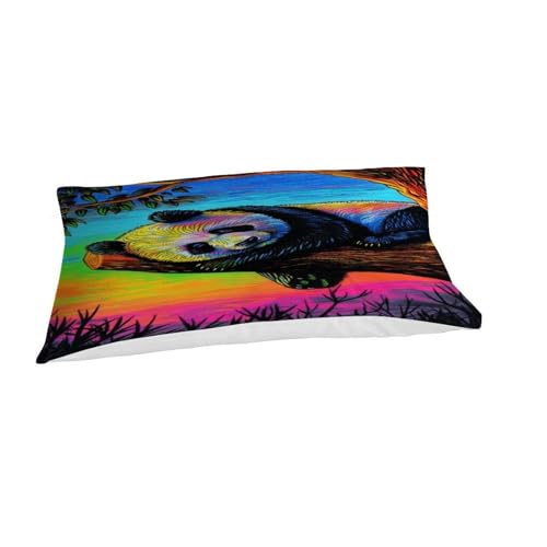 Housse couette panda zippée parure lit 2 pièces microfibre anti-pli