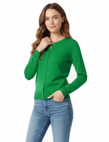 Image of Allsense Women's Long-Sleeve Crewneck Cardigan | Classic Button Down Sweater, Soft Fine Knit, Lightweight