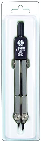 Compasso Técnico Compacto com Hastes Prolongadoras, Trident, 9012, Cromo Fosco, Traça Circunferência