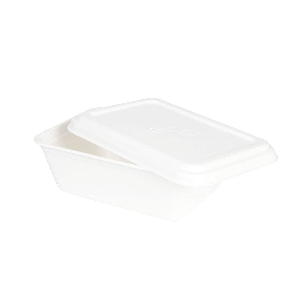 BIOZOYG Tapas de caña de azúcar para tazones para llevar 17x12 cm I 1000 pzas. Tapas compostables para platos para llevar de bagazo - biodegradable I tapas rectangulares blancas envases 1000 pzas.