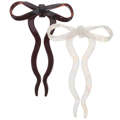 Toyvian Horquillas Francesas Lazo Forma de U 2 Unidades Colores Sirena y Marrón Pinzas para Cabello Fino y Grueso Accesorio Versátil para Peinados Recogidos y Trenzas