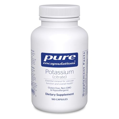Pure Encapsulations Potassium (Citrate) - Essential Electrolyte Supplement to Support Nerve & Muscle Function, Adrenals, Hormones, Heart Health & Energy* - Potassium Citrate Capsule - 180 Capsules