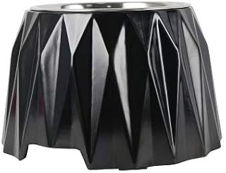 AllPetSolutions Non Slip Stainless Steel Dog Cat Puppy Pet Food Water Bowl Dish (Elevated, Diamond Black)