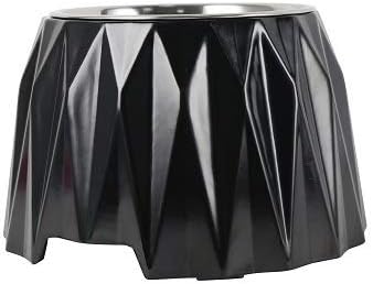 AllPetSolutions Non Slip Stainless Steel Dog Cat Puppy Pet Food Water Bowl Dish (Elevated, Diamond Black)