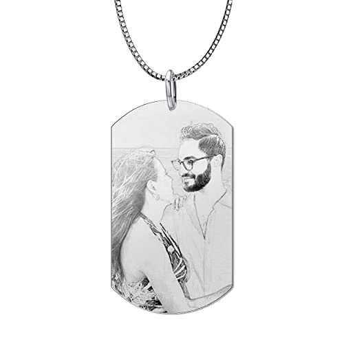 Collier photo Dog Tag Photo Personnalisé Cadeaux commémoratifs en mémoire des femmes aimées Hommes Significatif Boyfriend Girlfriend Love Chain Personnalisé Gravé Pendentif militaire Bijoux Cover