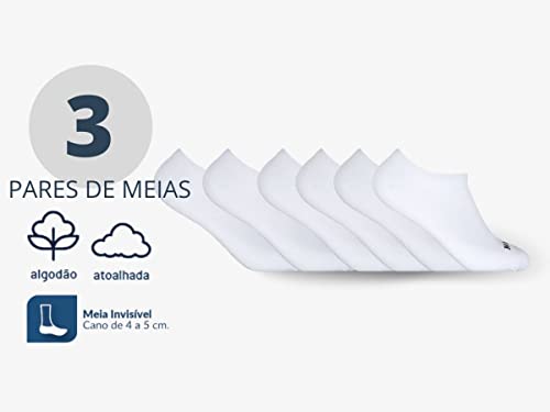 Kit 3X1 Meias Invisivel, Hoahi, Masculino, 39/43, Branco, curto