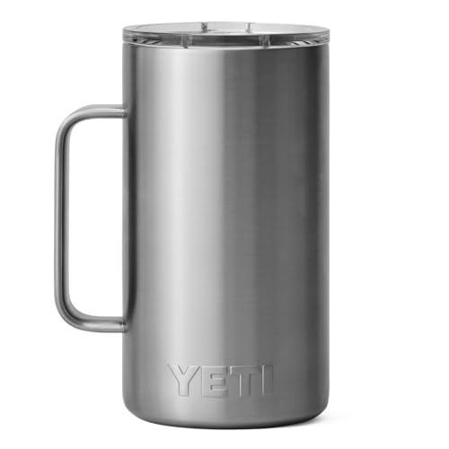 Image of YETI Rambler 24 oz (709 ml) Coffee Mug, Stainless Steel | Large Travel Mug with Handle & MagSlider Lid (Not Leakproof), Insulated Coffee Cup Keeps Drinks Hot or Cold