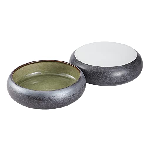 terrace&dragon Assiettes plates, collations, salade, glaçage, bols de service, assiettes à épices en faïence (19,5 cm, jaune et noir) Cover