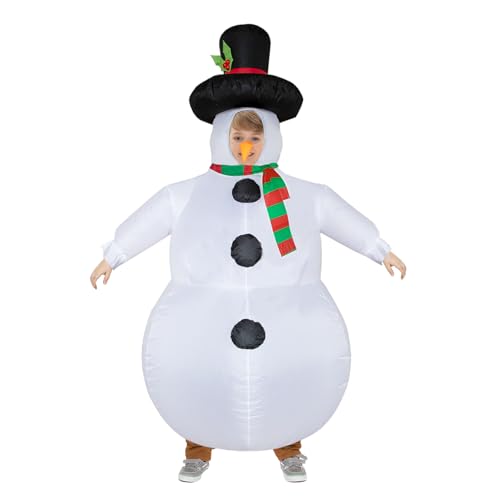 Poptrend Aufblasbares lustiges Schneemann-Kostüm, aufblasbar, Schneemann-Kostüme für Erwachsene und Kinder, Weihnachten, Cosplay und Kostümparty