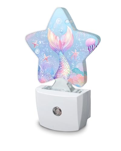 SKYDAWNY Mermaid Night Light Plug Into Wall Decor Nightlights for Bedroom Bathroom Hallway Stairway Kitchen with Dusk to Dawn Light Auto Sensors Led Night Lights Room Gifts