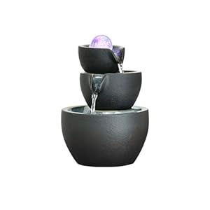 FAJNUZI2024 Keramik-Tischbrunnen mit leuchtender Kugel