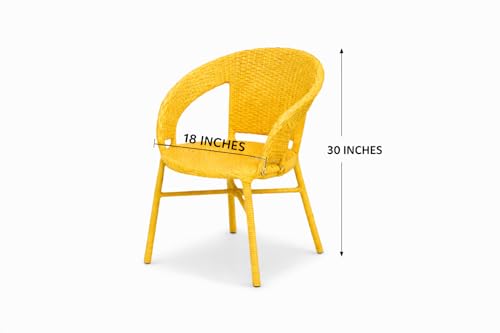 Image of India Garden Patio Seating Chair and Table Set Outdoor Balcony Garden Coffee Table Set Furniture with Table and Chairs Set (Honey with Red Cushion 2+1)