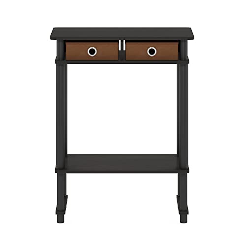 Image of Furinno Turn-N-Tube Tall-Wide Hallway Console Table with Bin, Espresso /Brown
