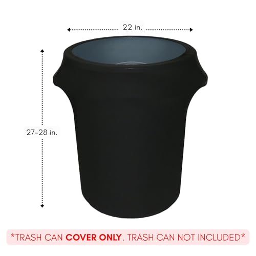 Image of YOUR CHAIR COVERS - 32 Gallon Stretch Spandex Fitted Trash Can /Waste Container Cover - Black (Cover ONLY, Trash CAN NOT Included) (Pack of 2)