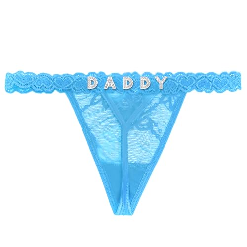 Image of Women's Personalized Thongs with Funny Rhinestone Letters, Custom Name Underwear Panties for Couples
