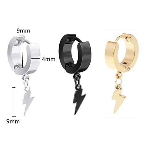 Lightning Bolt Dangle Huggie Hoop Earrings Unisex Punk Piercing Jewelry Drop Earrings #TOP4