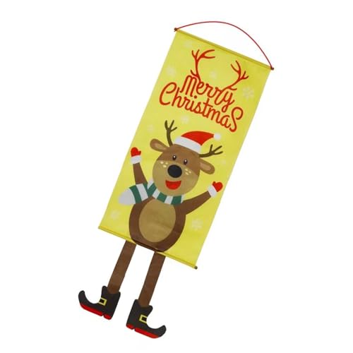 Drapeau de Noël réutilisable wapiti suspendu déco verticale durable - 2