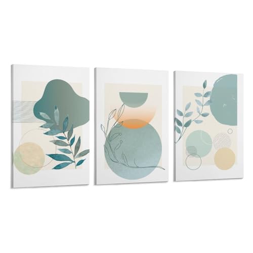 Impression sur toile abstraite douce vert menthe 30x45cm lot de 3