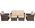 BPTD Patio Conversation Set Balcony Furniture PE Outdoor Patio Furniture Sets Wicker Sofa with Cushions and Coffee Table for Porch, Lawn (Mix/Beige)