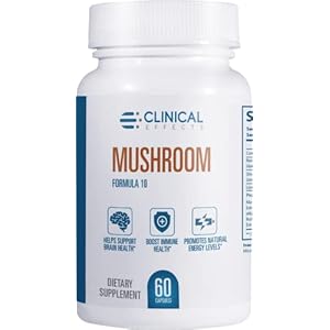 Clinical Effects Mushroom Formula 10 – Natural Mushroom Supplement for Focus, Mood, and Brain Booster Support – Nootropic Supplement and Immune Support – 60 Veggie Capsules – Made in The USA