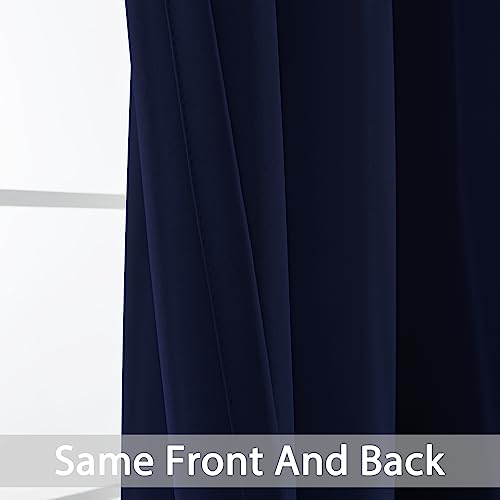 Yakamok Blackout Curtains Room Darkening Thermal Insulated Window Panels,Solid Grommet Top Drapes for Bedroom/Living Room(70Wx84L, Navy Blue, 2 Panels)