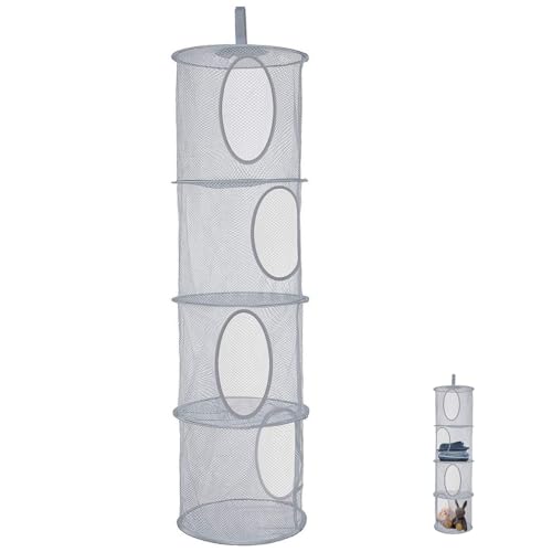 TAIHE Kuscheltier Aufbewahrung Hängend, 4 Stufe Hängeaufbewahrung Kinder, Hängende Netz-Aufbewahrungstasche, Faltbare Aufbewahrungsnetze Kuscheltiere Hängeregal für Spielzeug, Kleine Kleidung