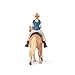 Papo - Western Horse and Cowgirl Figure Set - Toy for Kids Age 3+ - Hand Painted Barrel Racing Model - 16 x 10 x 19 cm - Durable Plastic Equestrian Toy - Papo Horse and Western Collection - 51566