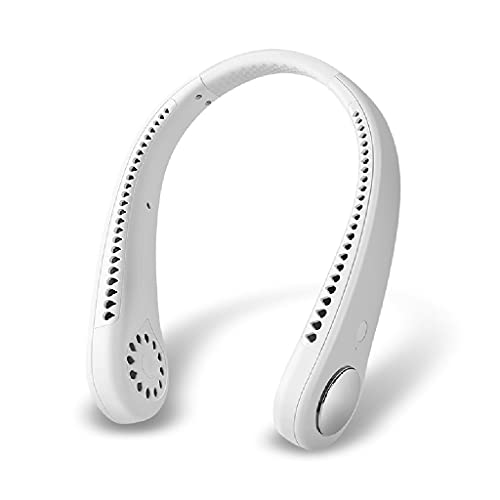 tuzhi Ventilador portátil del Cuello, Manos Libres Mini USB de la Banda de Cuello Recargable 360 ​​° refrigeración Ventilador 3 velocidades Folleanza Fan para Deportes al Aire Libre Interior Blanco