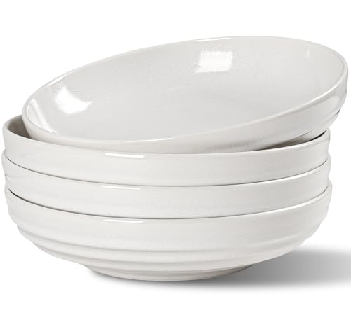 HAPPY KIT Stoneware 9'' Pasta Bowls, 42 Oz Large Salad Bowls Set of 4, Serving Bowls Perfect for...