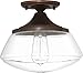 Capital Lighting 3537BB-134 Schoolhouse Clear Glass Semi Flush Ceiling Light Fixture, 1-Light 75 Watt, 9" H x 10" W, Burnished Bronze