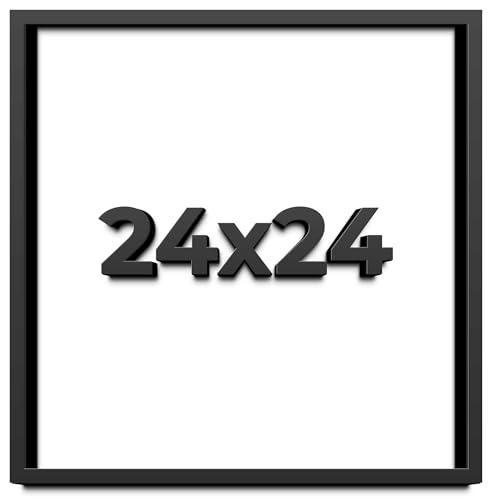 24x24 Shadow Box Frame Black | 1 Inch Deep Solid Wood Shadowbox Display Frame | UV Resistant Acrylic Plexiglass, Acid Free Backing, and Hanging Hardware | Dugan Picture Frame Style
