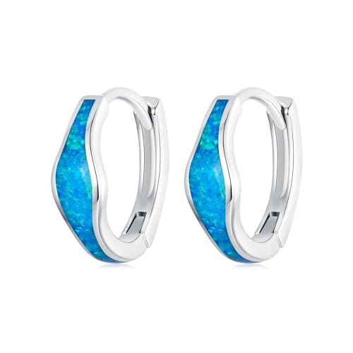 Boucles d'oreilles créoles opale pour femmes, petits cerceaux cuivre oreilles sensibles