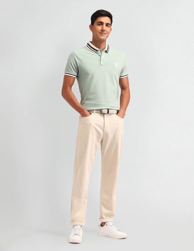 Image of U.S. Polo ASSN. Solid Slim Fit Polo T Shirts for Men - 100% Cotton, Half Sleeves Mens Tshirt