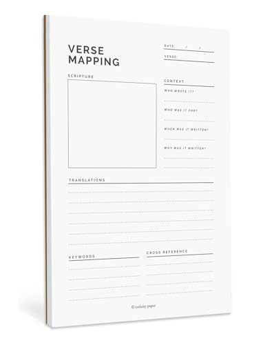 Todaisy Paper Verse Mapping Notepad 5.5 x 8.5 Tear Away Notepad for Bible and Scripture Study. Christian/Religious study guide for Teaching and Learning. 50 tear off sheets
