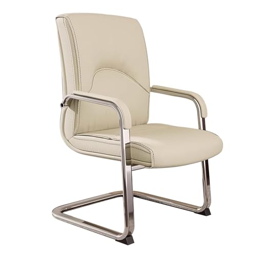 CMYCYDDPLY Sillas Gaming, Silla de Conferencia Sencilla, Silla Oficina Ergonómicas, Sillón de Cuero PU, con Soporte Lumbar, Adecuada for Oficina, Sala de Espera, Biblioteca(White)