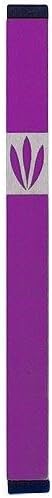 Agayof Large Mezuzah with Leaf Shin Cutout 1.5 x 14cm - Purple