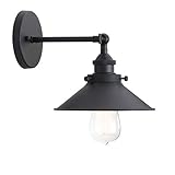 PERMO Vintage Industrial Metal Wall Sconce Lighting 180 Degree Adjustable Wall Lamp Matte Black
