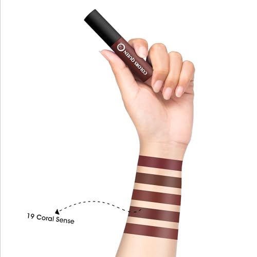 Image of Colors Queen Mellow Matte Lip Cream, Long Wear Liquid Matte Lipstick, Velvety Soft Finish, Weightless Formula, Long Lasting Lipstick for Women (19 - Coral Sense)